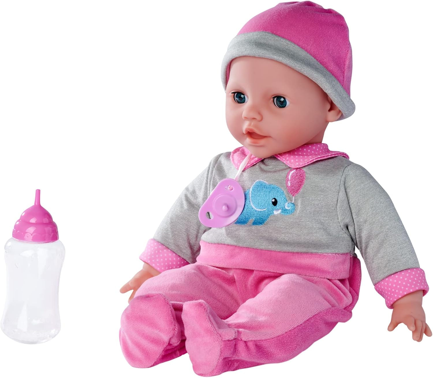 Simba 105140066 – Laura Interactive, Weichkörperpuppe mit Schlafaugen, plappert bei Bewegung, trinkt aus einer Flasche und schläft ein, 40 cm, Babypuppe für Kinder ab 2 Jahren