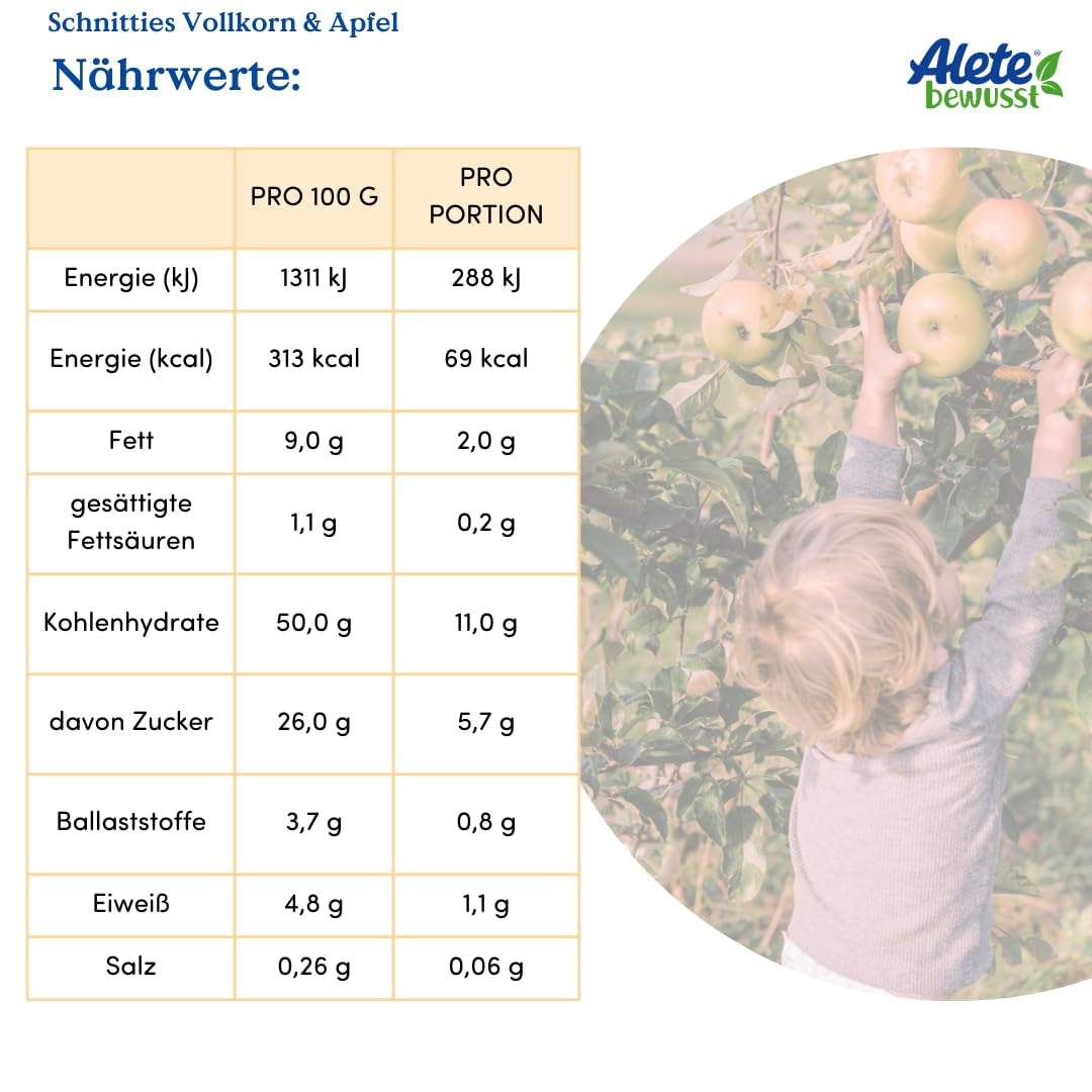 Alete Bio-Schnittpasteten mit Vollkorn und Äpfeln 6 x 22 g