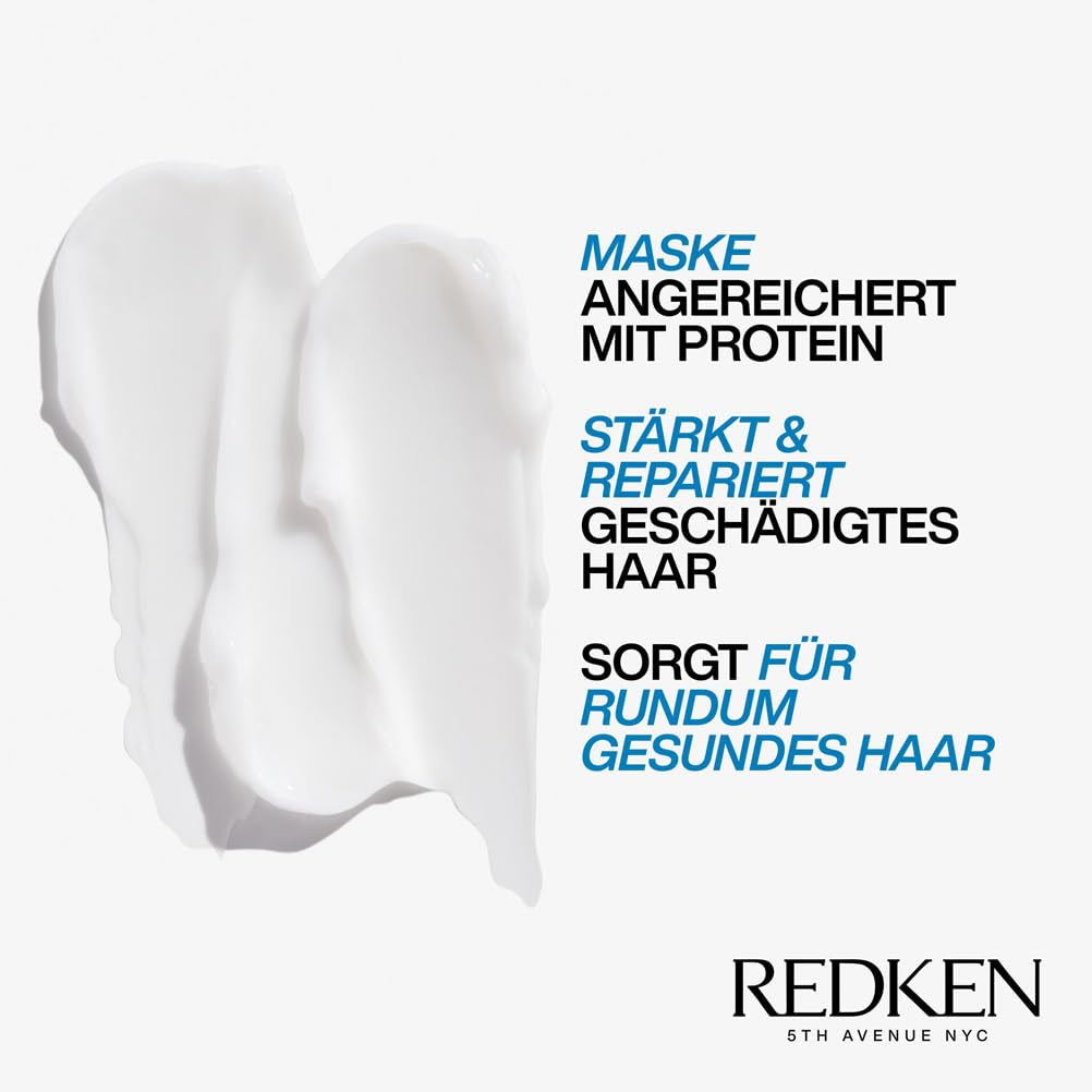 Redken Intensive Haarmaske für alle geschädigten Haare, repariert und regeneriert, Anti-Bruch, Extreme Strength Builder Plus Maske, 1 x 250 ml, Naty Shop Haarmaske