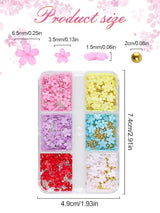 Kalolary Blumen Nail Art Charms, 3D-Acrylblumen für Nägel, fünf Blütenblätter, florale Ornamente, Nageledelsteine, Strasssteine, gemischte Metallperlen für DIY Nail Art Design, Schmuckherstellung (2 Boxen)