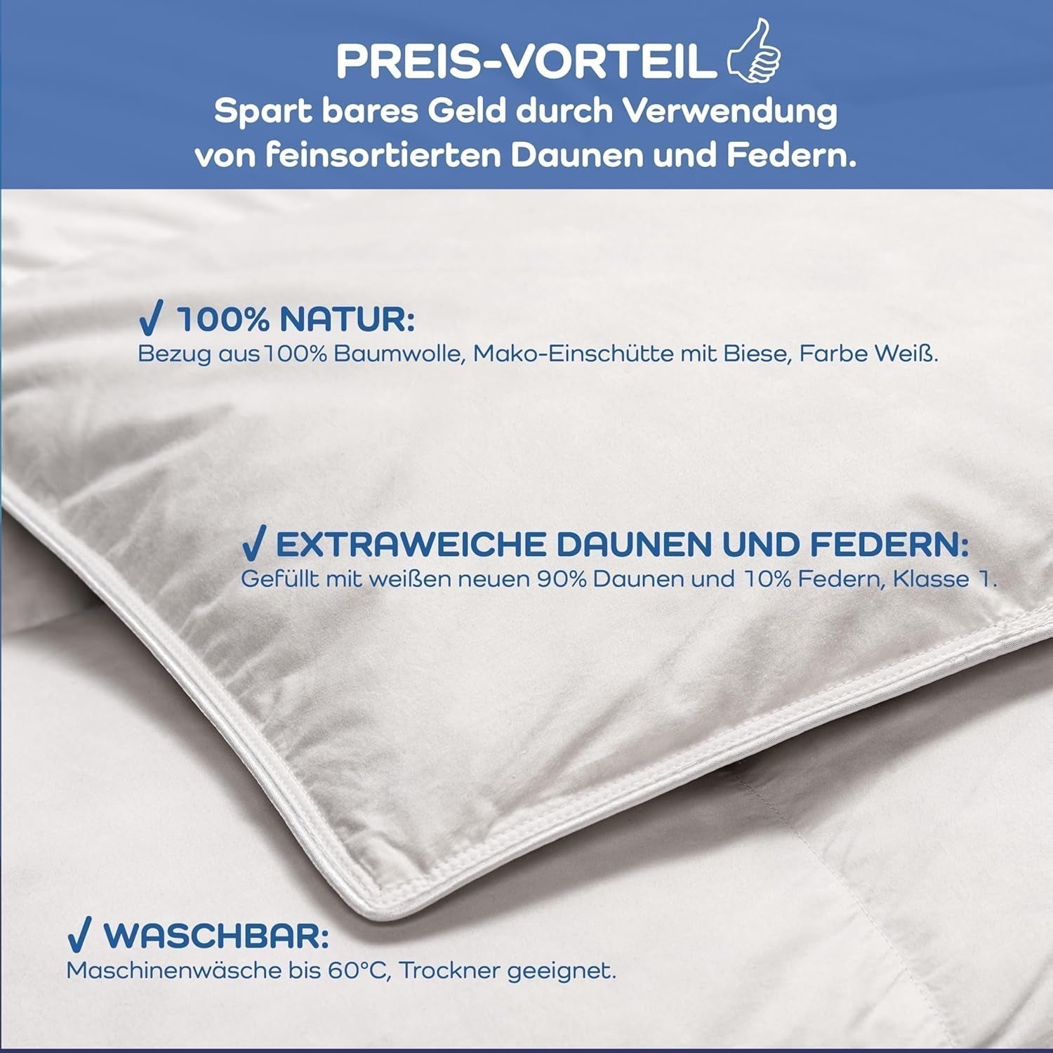 Komfortdecke, (90 Daunen / 10 Federn), weiß, 155 x 220 cm Steppdecken und Steppdecken Naty Shop