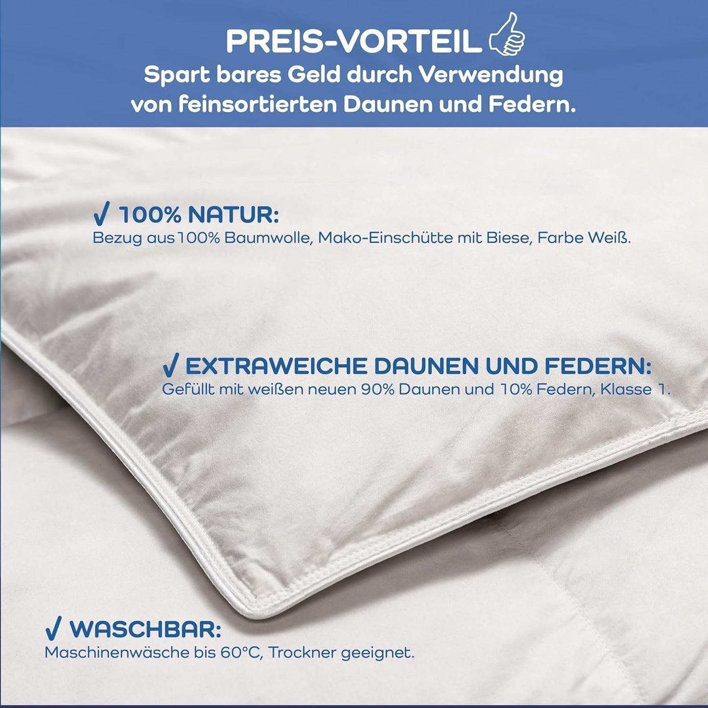 Komfortdecke, (90 Puffs / 10 Federn), weiß, 135 x 200 cm Steppdecken und Steppdecken Naty Shop