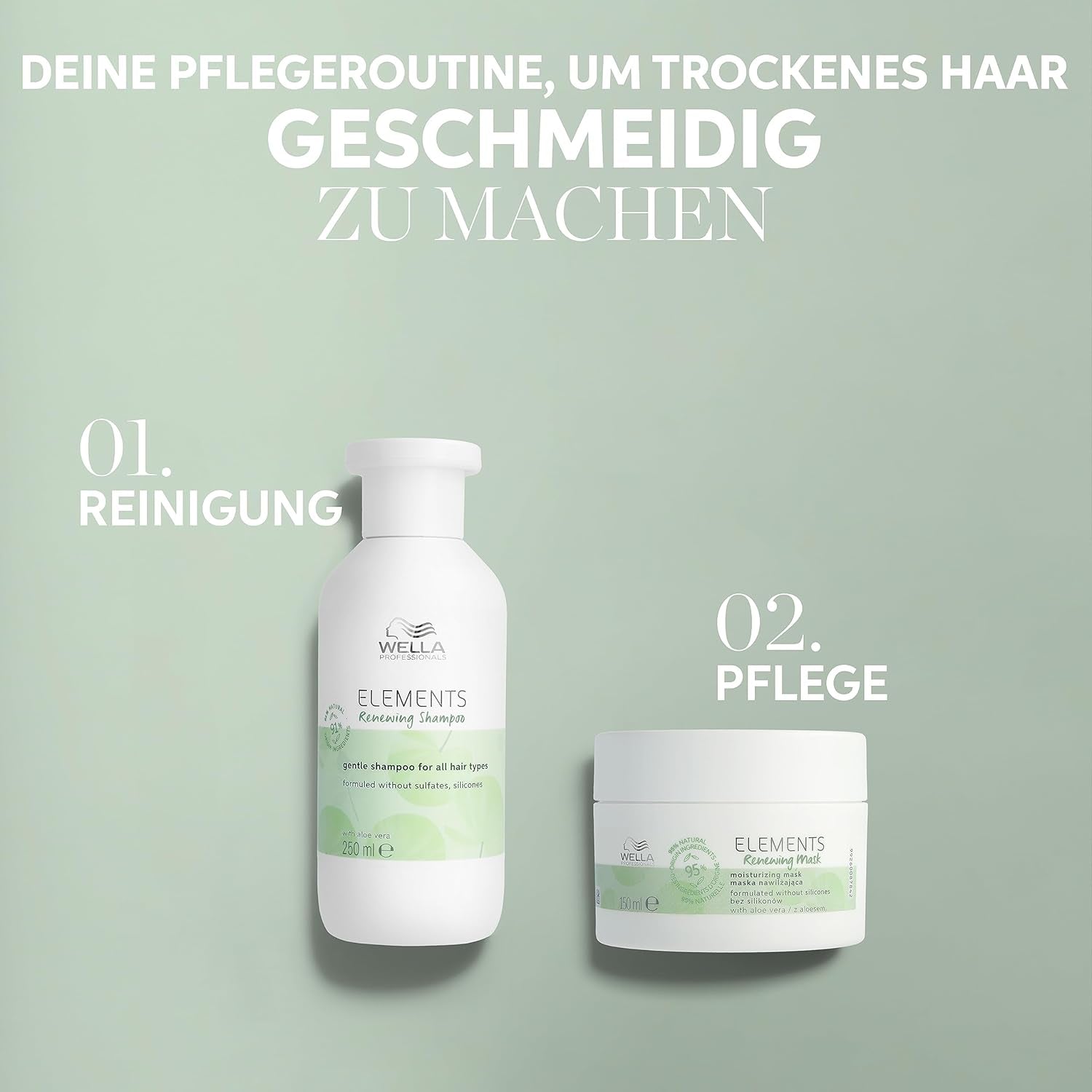 Wella Professionals Elements Erneuerndes, regenerierendes Shampoo für alle Haartypen. Wella Dusche und Bad