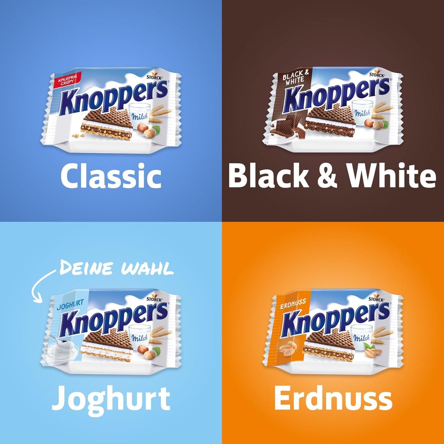 Joghurt – 4 x 200 g – Waffelscheiben gefüllt mit Joghurt und Nougatcreme, Haselnüssen und Kakao