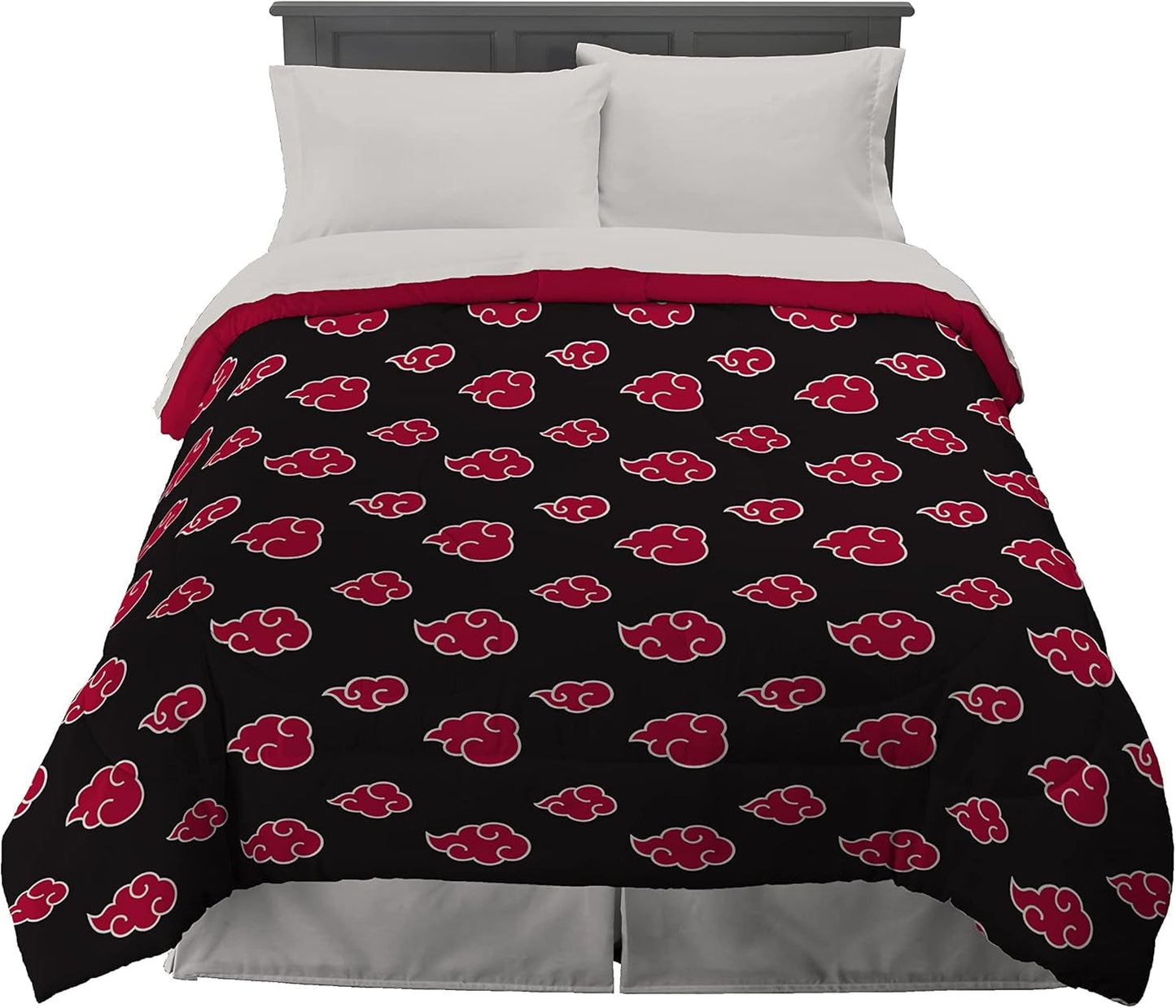 Franco Naruto Anime Akatsuki-Muster, weiche Mikrofaser-Bettwäsche, Bettdecke, Queen, (offizielles Naruto-Produkt), Bettdecken und Steppdecken, Naty Shop Naruto Queen