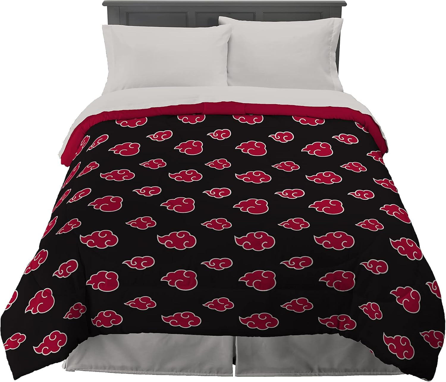 Franco Naruto Anime Akatsuki-Muster, weiche Mikrofaser-Bettwäsche, Bettdecke, Queen, (offizielles Naruto-Produkt), Bettdecken und Steppdecken, Naty Shop Naruto Queen