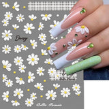 5D geprägte weiße Gänseblümchen-Nagelaufkleber, Blumen, Nagelaufkleber, Blumen, Folie, selbstklebende Aufkleber, Nagelkunstaufkleber, Gänseblümchen, Nageldekorationszubehör, Blumendesign-Aufkleber, Nagelkunst