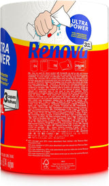 Küchenrollen Renova Renova Ultrapower | 24 XXL-Rollen = 60 Standardrollen | 3 extrem saugfähige und äußerst widerstandsfähige Schichten | Fsc-zertifiziertes Papier