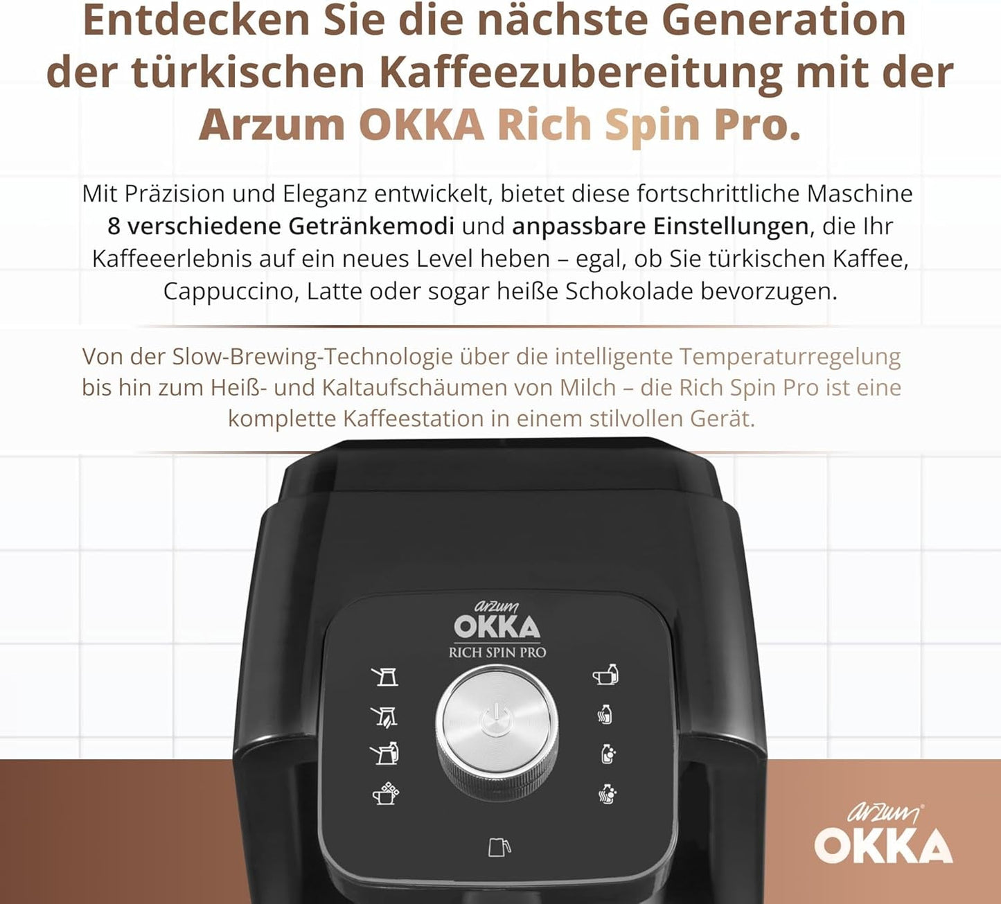 TÜRKISCHE KAFFEEMASCHINE Arzum OKKA RICH SPIN PRO (Chrom)