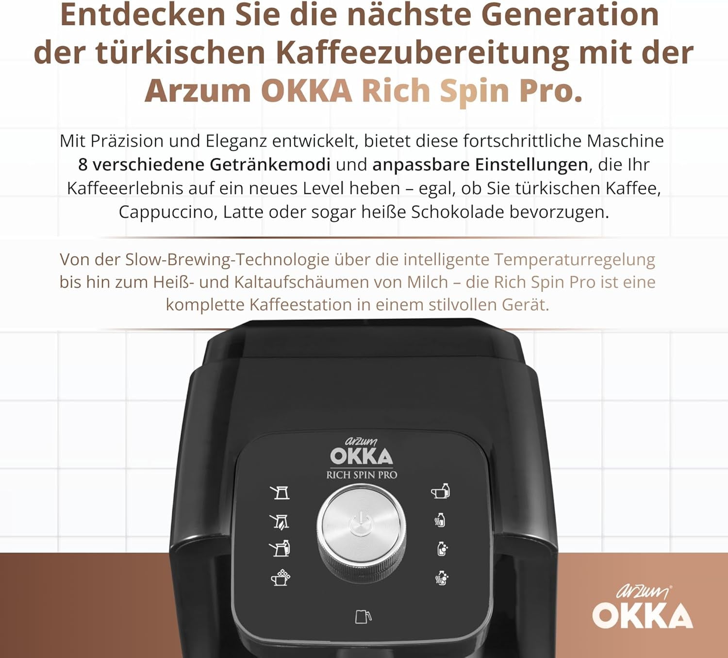 TÜRKISCHE KAFFEEMASCHINE Arzum OKKA RICH SPIN PRO (Chrom)