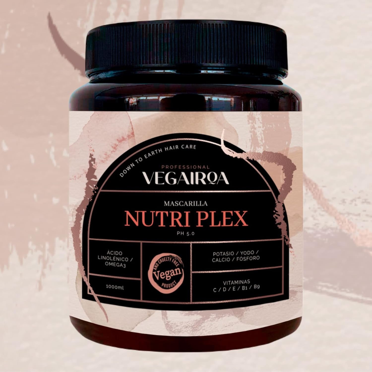 VEGAIROA – Nutri Plex Mask – Intensive Pflege – Tiefenwirksame Feuchtigkeitspflege – Frizz-Schutz-Effekt – Für trockenes Haar – Professionelles veganes Friseurprodukt – 1000 g Naty Shop Haarmaske