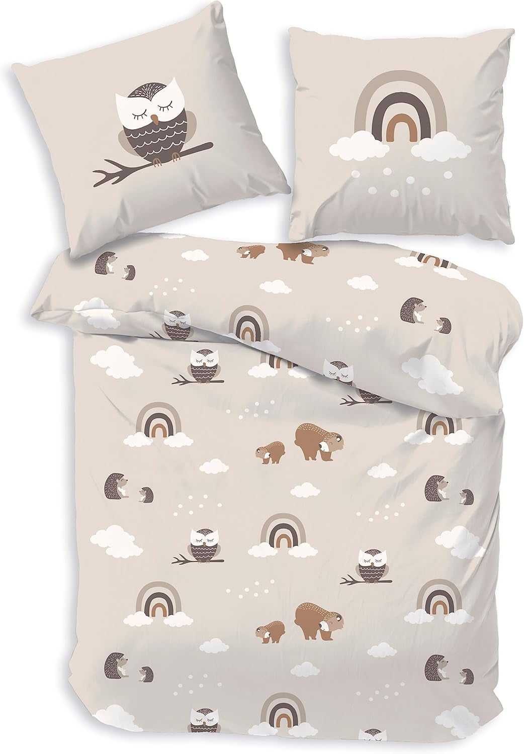 Kinderbettwäsche, Fuchs, Eule und Waldtiere, 100 % Baumwolle. Bettwäsche – Kinder Naty Shop Owl