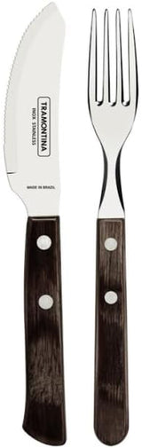 Tramontina PIZZA Besteck, 8-teiliges Set, Für 4 Personen, Rostfreier Edelstahl, Fsc-Zertifizierte Holzgriffe, Spülmaschinenfest Kitchen Naty Shop