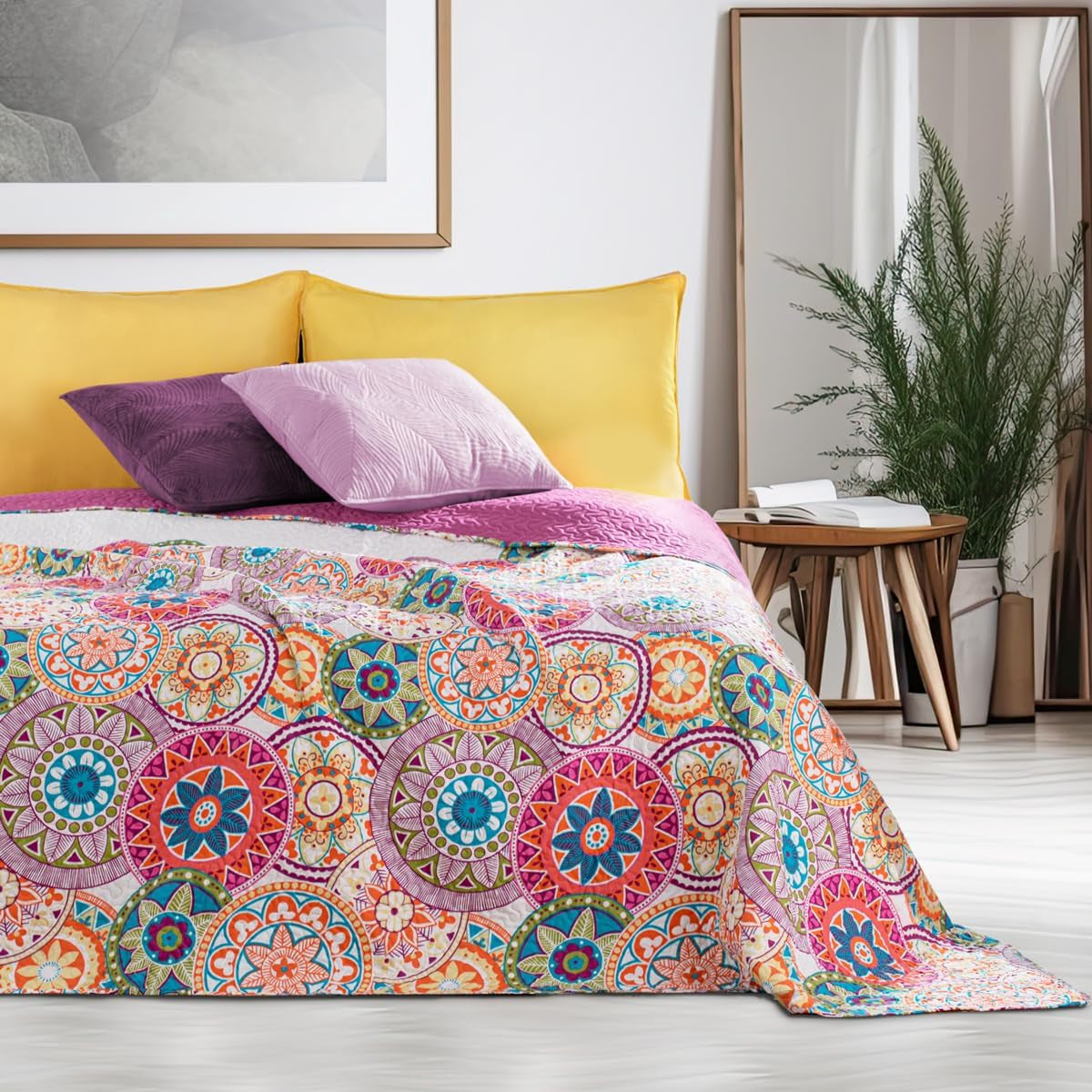 Decoking 12222 Tagesdecke 200 x 220 cm, rosa, violett, weiß, gefärbt, Anthrazit, Tagesdecke, zwei Seiten, gefärbt, rosa, weiß, violett, Steppung, Bibi-Betten und Decken. Besuchen Sie den DecoKing-Store