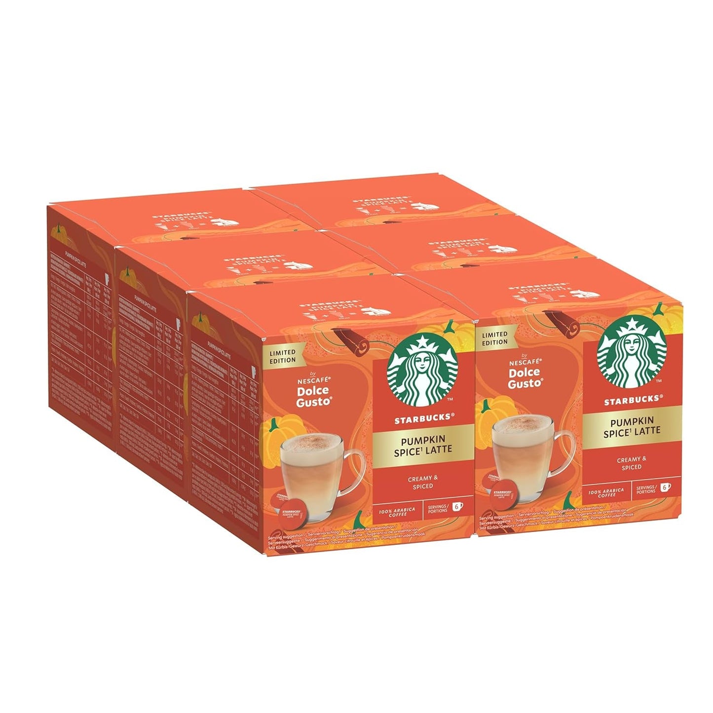 STARBUCKS Pumpkin Spice Latte von Nescafé Dolce Gusto, Dunkle Röstung, Kaffeekapseln 6 x 12 (72 Kapseln)