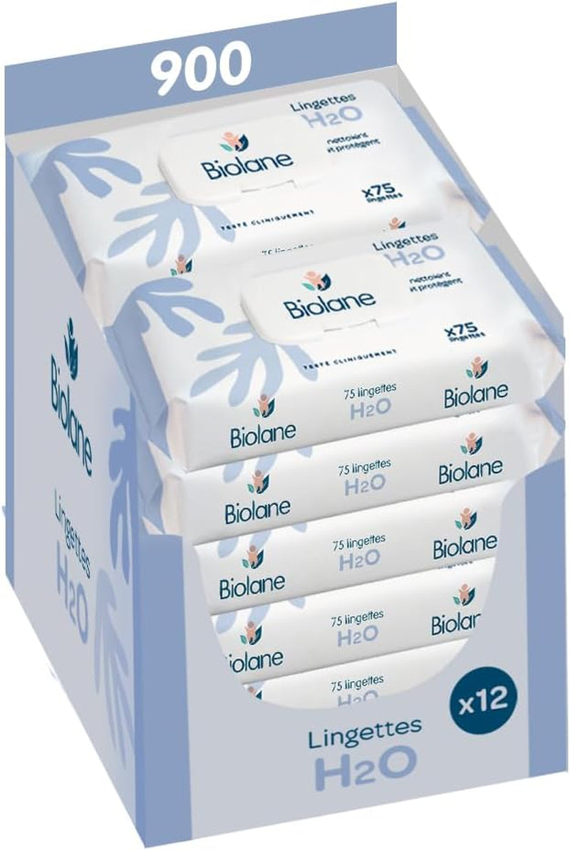 BIOLANE – Baby-Feuchttücher mit Wasser – 225 Tücher – 3 x 75 Stück – sanfte und effektive Reinigung – ab der Geburt – französische Qualität