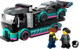 LEGO City Autotransporter mit Rennwagen, Spielzeug-LKW mit verstellbarer Laderampe und Rennwagen, Bauset mit 2 Minifiguren, Rennfahrer und LKW-Fahrer, für Kinder ab 6 Jahren 60406 Bausets Besuchen Sie den LEGO-Store