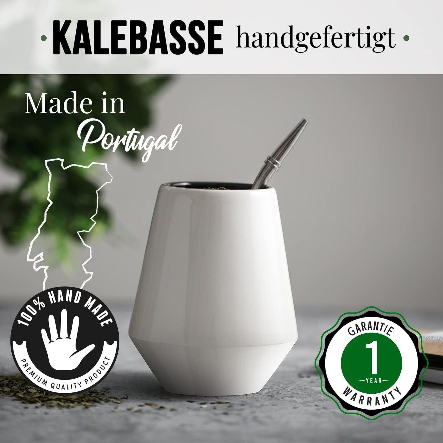 ORIGEENS MATE-TEE-SET Mit portugiesischer Mate-Tasse, Bombilla und BIO-Yerba-Mate-Tee – Originelles Geschenkset