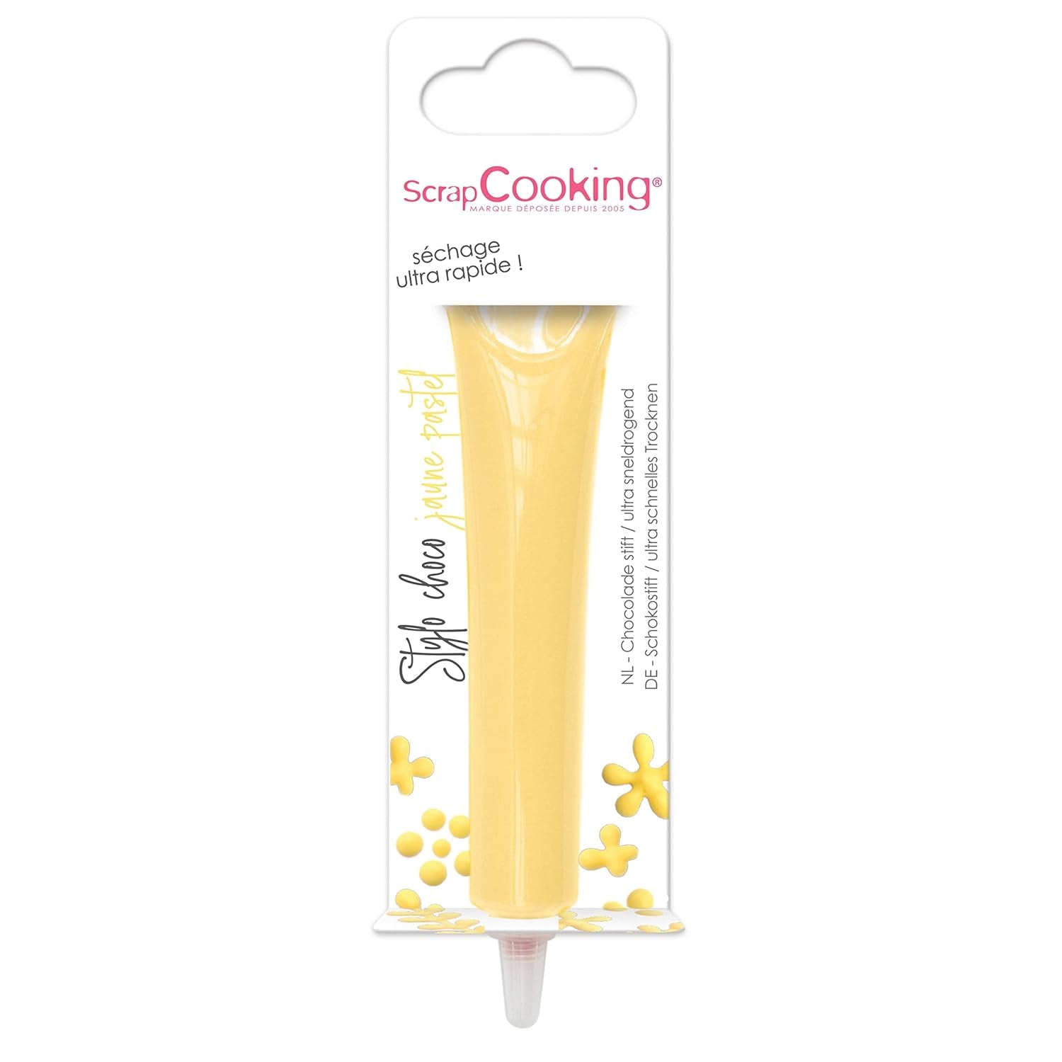 Scrapcooking – Pastellgelber Zuckerstift – gelber Schreibzucker 25 g – dekorativer essbarer Zuckerstift – Schreiben und Zeichnen – Beschriften von Fondant, Zuckerguss, Kuchen – 6804