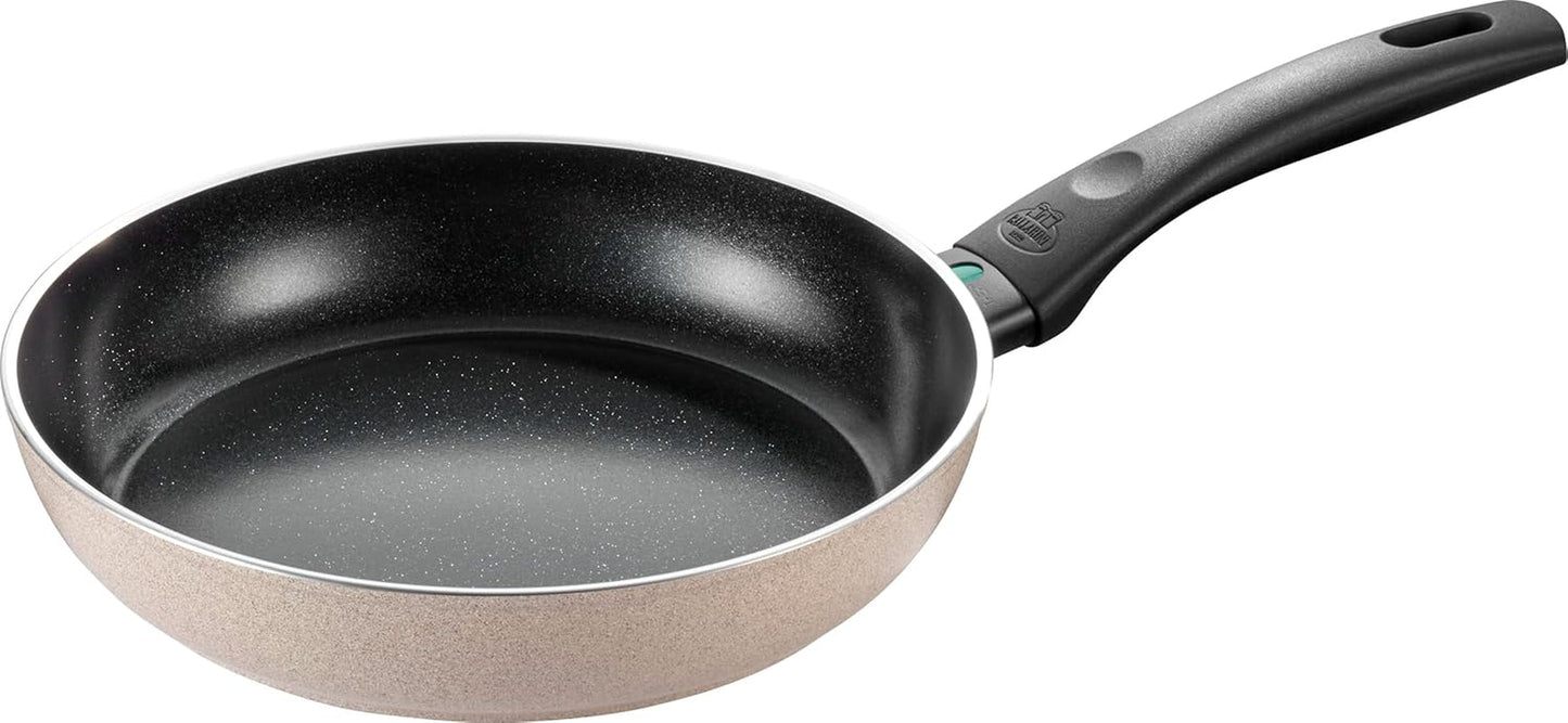 Ledro Bratpfanne, 24 cm, Aluminium, induktionsgeeignet, Antihaft-Keramikbeschichtung, Thermopoint, Made in Italy, beige Töpfe und Pfannen Naty Shop 24 cm