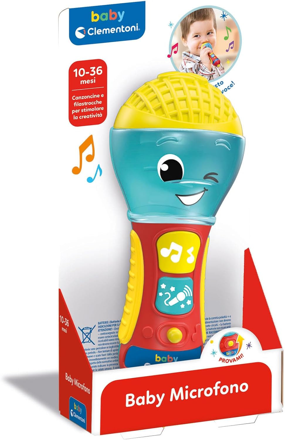 Clementoni – Baby-Mikrofon, elektronisches Musikspiel für die frühe Kindheit, Spielzeug 10–36 Monate, Aktivitätscenter mit Licht und Geräuschen, 17931 Babyspielzeug Naty Shop