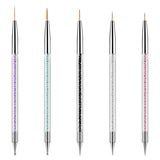 5 Stück Nail Art Pinsel Set Dotting Tool Nailart Pinsel Nageldesign Double Ended Dotting Pen Strass Professionelle Acryl Feinmalerei Nail Art Design