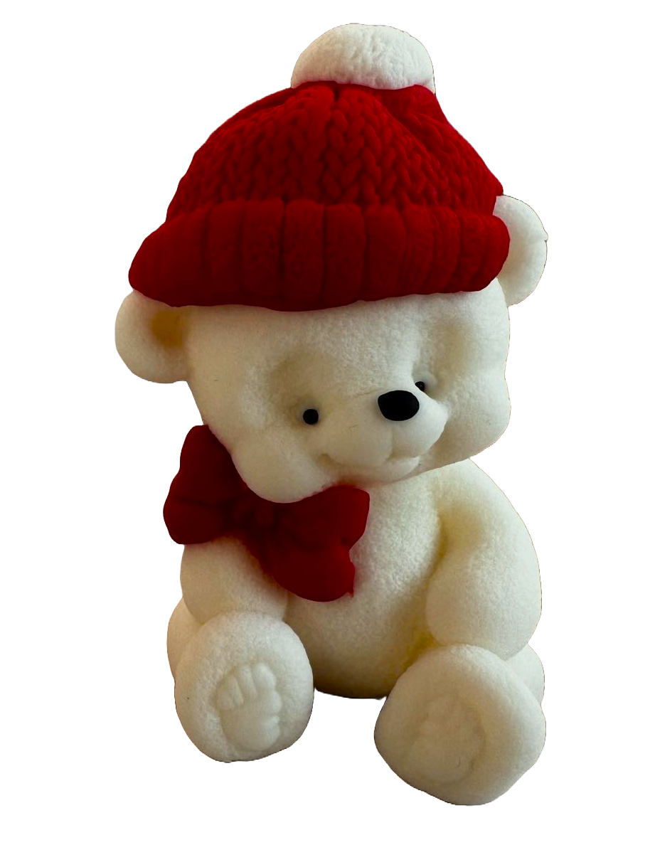 Essbare Dekoration aus Zuckerpaste, Teddybär mit Fliege und rotem Hut. Dekorationen von Sugar Paste Naty Shop