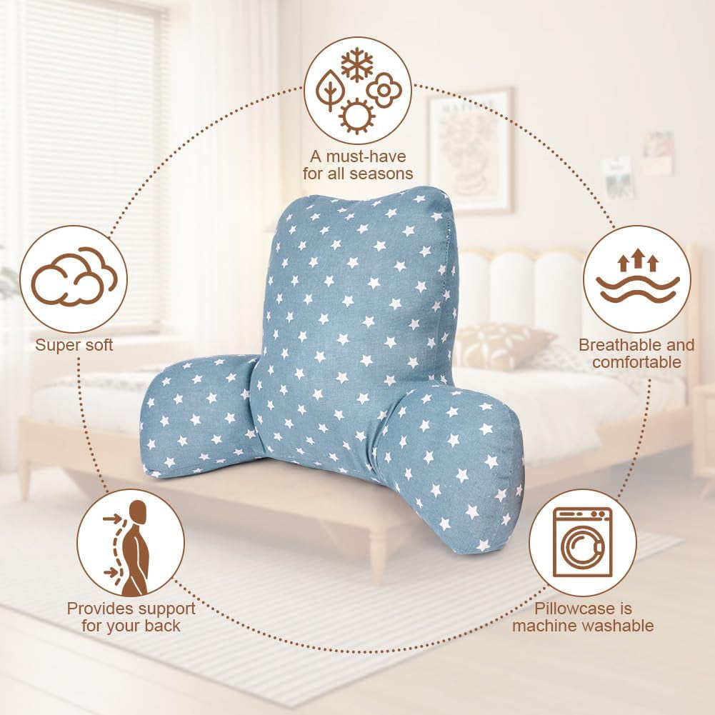 Lesekissen, Rückenkissen mit Armlehnen, Rückenlehne im Bett oder Sofa, Bettruhekissen zum Lesen, Arbeiten und Spielen