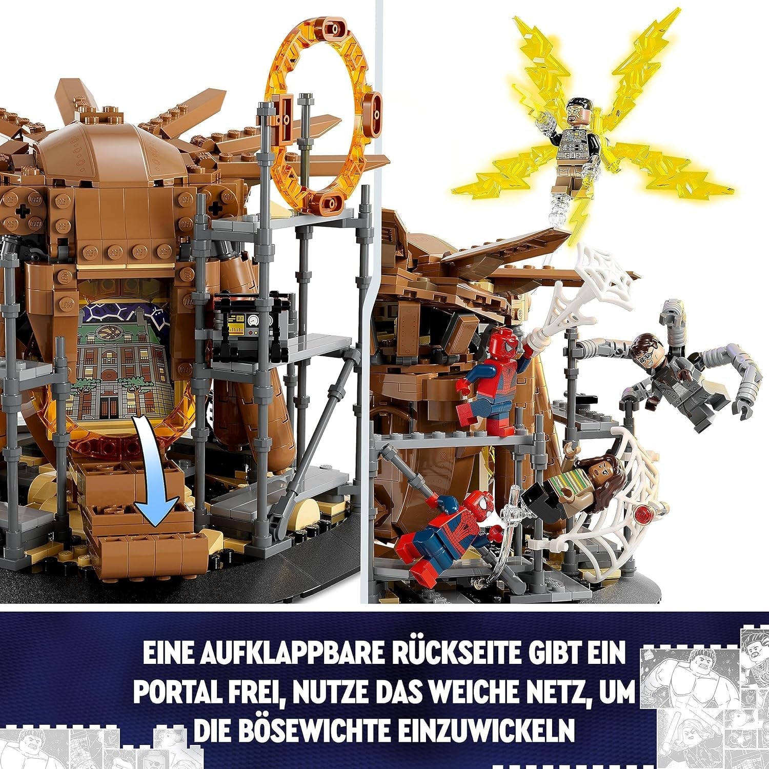 LEGO 76261 Marvel Spider-Mans großer Showdown, Spider-Man: No Way Home, Set mit 3 Minifiguren Peter Parker plus Green Goblin, Electro, Sandman, Ned, Doctor Strange und MJ, Sammelmodellbausätze Besuchen Sie den LEGO-Store