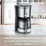 SEVERIN „TypeSwitch“ Espressomaschine mit Thermokaraffe, AromaSwitch zur Wahl zwischen 2 Brühprofilen, Kaffeemaschine für bis zu 10 Tassen, 1000W, Edelstahl gebürstet-schwarz, KA 4845
