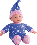 Simba 105010010 – Laura Little Star Weichkörperpuppe in einem süßen Kleid und leuchtender Mond- und Sternenmütze, 20 cm, leuchtende Babypuppe ab 12 Monaten