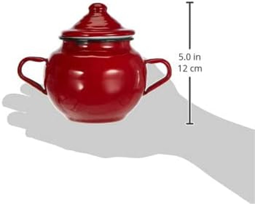 Roja-Glas mit Deckel, 0,5 l, rot emaillierter Stahl, 10 x 10 x 20 cm, 2 Stück