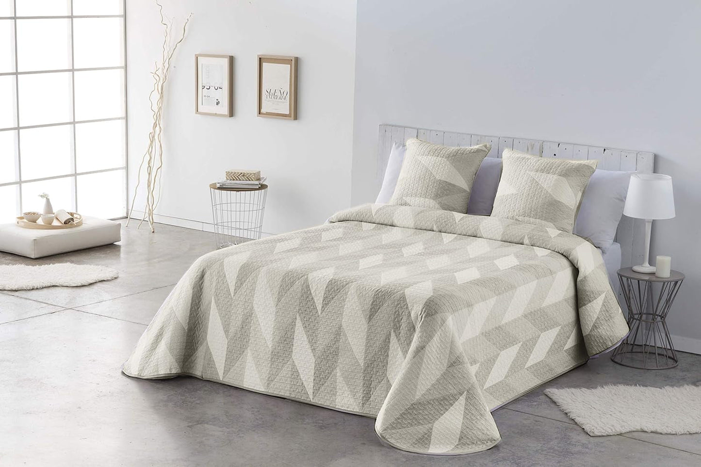 VIALMAN Sofia 30 Bouti Leichte Bettdecke für Doppelbett | Steppdecke Größe 250 x 270 cm, grau Steppdecken und Steppdecken Naty Shop Beige 180 x 190 cm