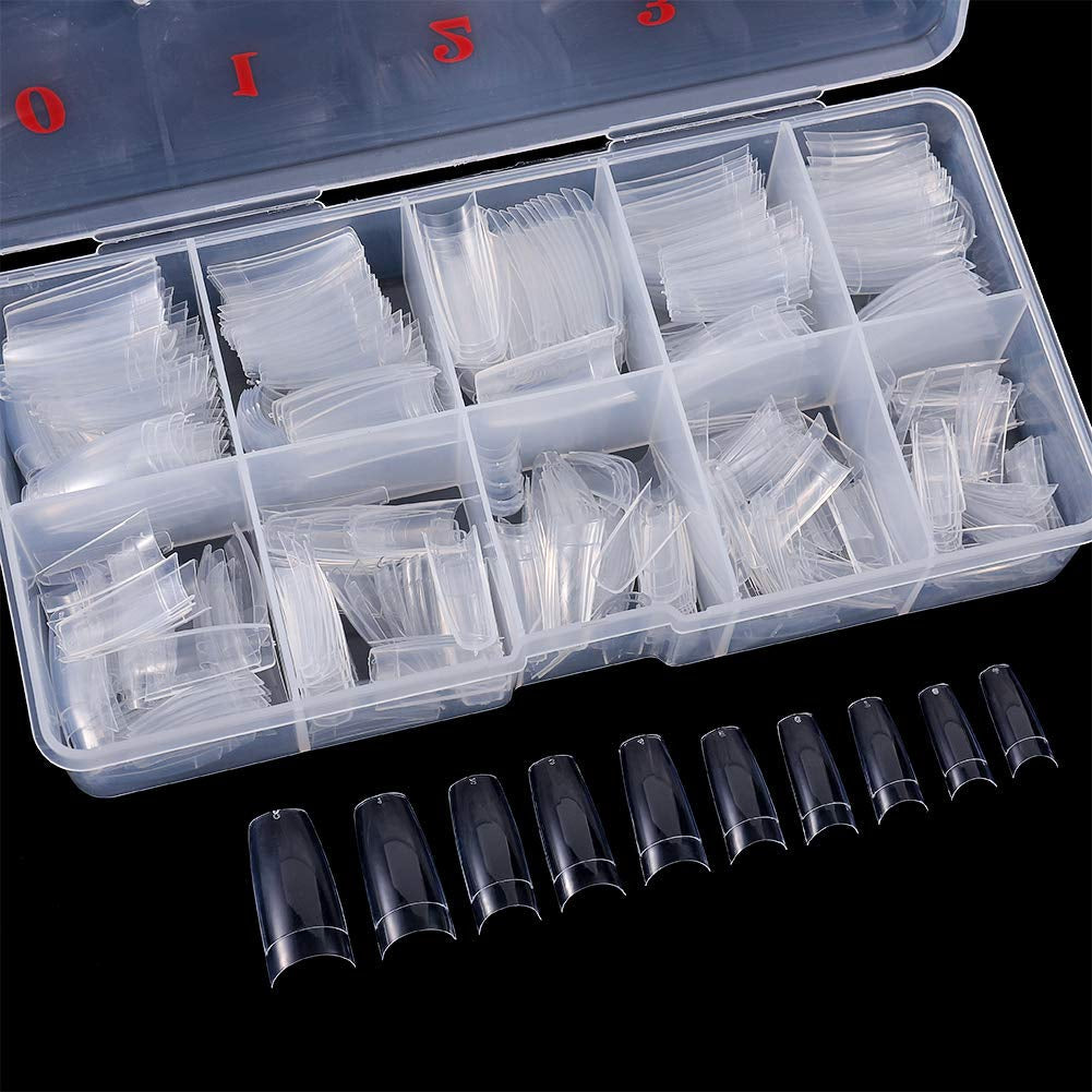 1000 Stück künstliche Nägel, 10 Größen, natürliche Nagelspitzen, künstliche französische Nagelspitzen, künstliche Nagelspitzen, falsche Nagelspitzen, Box, Kunstspitzen für Frauen und Mädchen