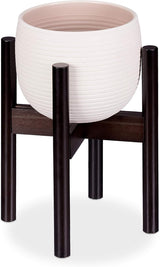 Relaxdays Blumenständer Bambus, individuell verstellbar, für Blumentöpfe bis 32 cm, Pflanzenständer, H: 35,5 cm, braun, 1 Stück 10028823