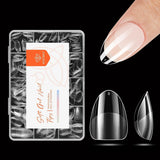 Modelones Nagelspitzen 216-teilig – Nagelspitzen-Set mit vollständiger Abdeckung, weiches Gel-Spitzen-Set, vorpolierende PMMA-Harz-Nagelspitzen, DIY-Kleber auf künstlichen Nägeln für Nagelkunst, kurze Mandeln XS