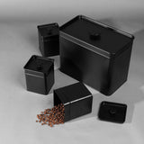 Salter BW12614EU7 Kuro-Aufbewahrungsbox-Set – 4 Küchenbehälter, Brot/Tee/Kaffee/Zucker, quadratische Organizer-Boxen, leicht zu reinigen, hält Lebensmittel frisch, schwarze Lebensmittel-Aufbewahrungsboxen, Naty Shop