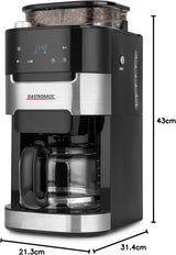 GASTROBACK 42711 Grind & Brew Pro Kaffee-Espressomaschine, Kaffee-Espressomaschine mit integriertem Filter und Mahlwerk, Kegelmahlwerk mit 8 Mahleinstellungen, LCD-Touchscreen, Kunststoff