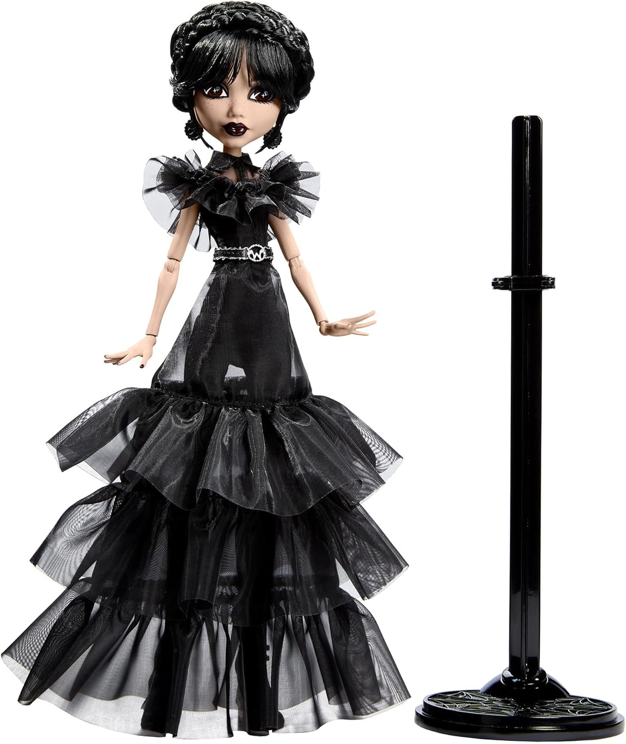 Monster High Wednesday-Puppe, Rave'N Wednesday-Sammelfigur in schwarzem Gothic-Kleid, inspiriert von der Tanzszene, Premium-Zubehör und Puppenständer, HXJ03