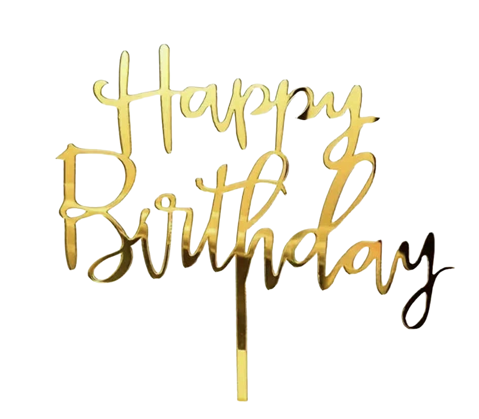 Dekoration Happy Birthday Topper – Gold, nicht essbares Acryl, perfekt für Kuchen
