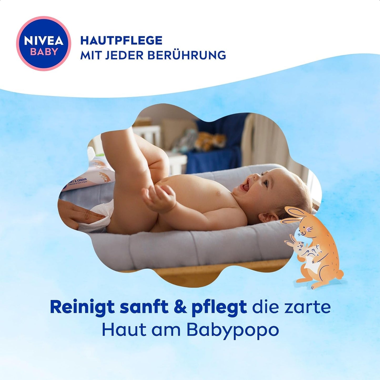 NIVEA BABY Soft & Cream Feuchttücher für Babys (4 x 57 Stück)