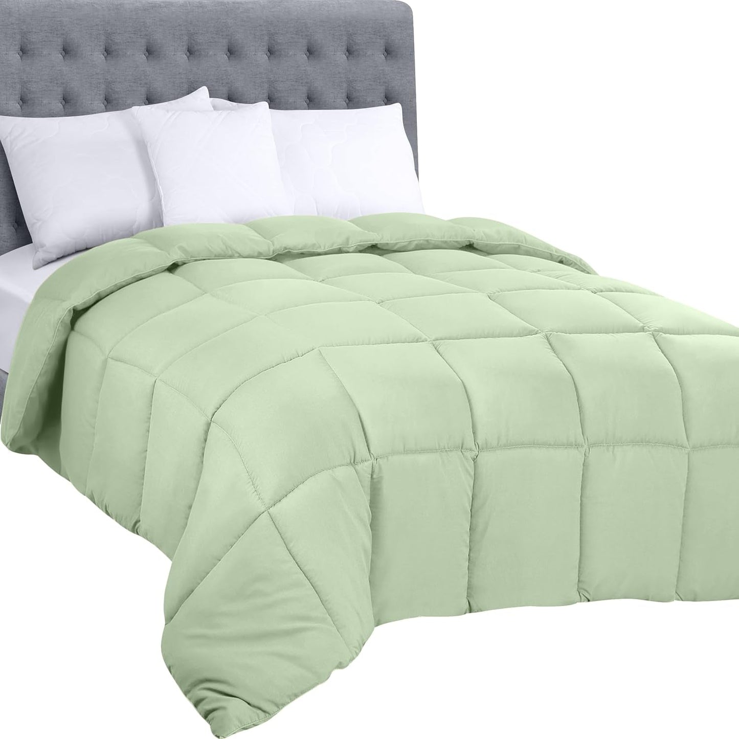 Utopia Bedding Ganzjahres-Bettdecke, 250 g/m², Plüschfüllung aus silikonisierter Faser, Doppelbett, genäht in Box (Doppelbett XL, hellgrau), Naty Shop Bettdecken und Bettdecken, Queen-Sage-Drüsen (1 Packung)