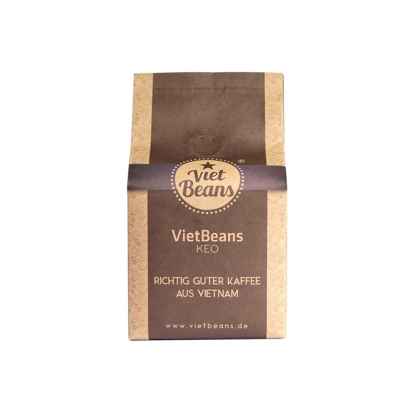 VietBeans KEO - Schokoladiger Kaffee – Ganze Kaffeebohnen - Geröstet in Butter, Whiskey und Rum - Intensiver Schoko-Geschmack - Aroma: Schokolade - 250g