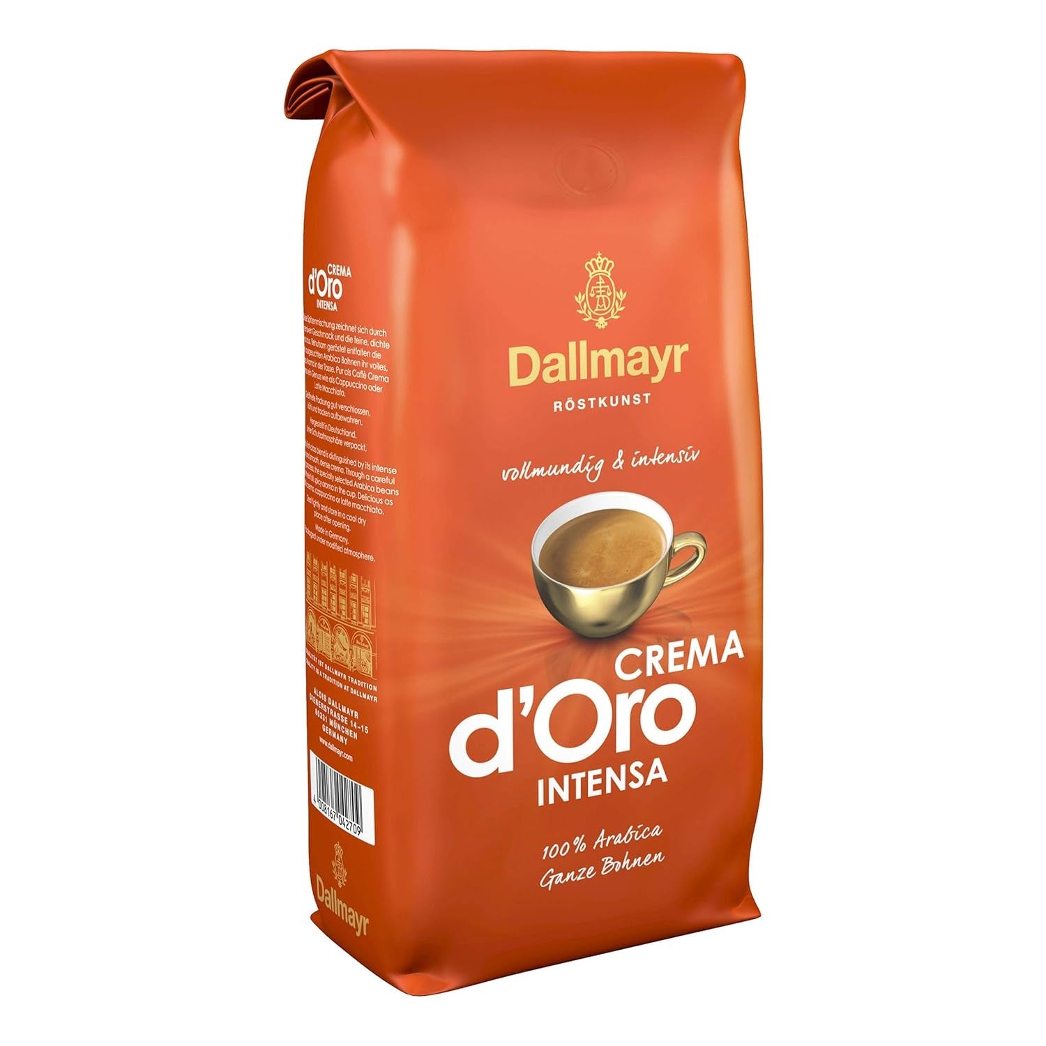 Crema d'Oro Intensa Kaffee, gemahlener Kaffee, gerösteter Kaffee, ganze Bohnen, Kaffeebohnen, 8 x 1000 g