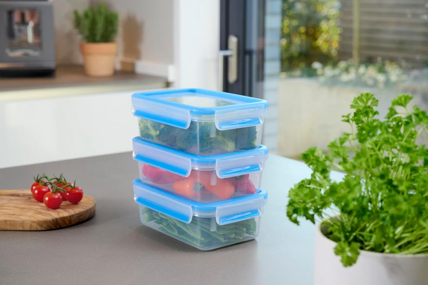 Emsa 508558 Clip & Close Frischhaltedosen | 3-teiliges Set | 3 x 1 Liter | -40 bis +100 Grad | Kunststoff | 100 % versiegelt | Spezielles Siegel für die Frischhalteboxen von Naty Shop