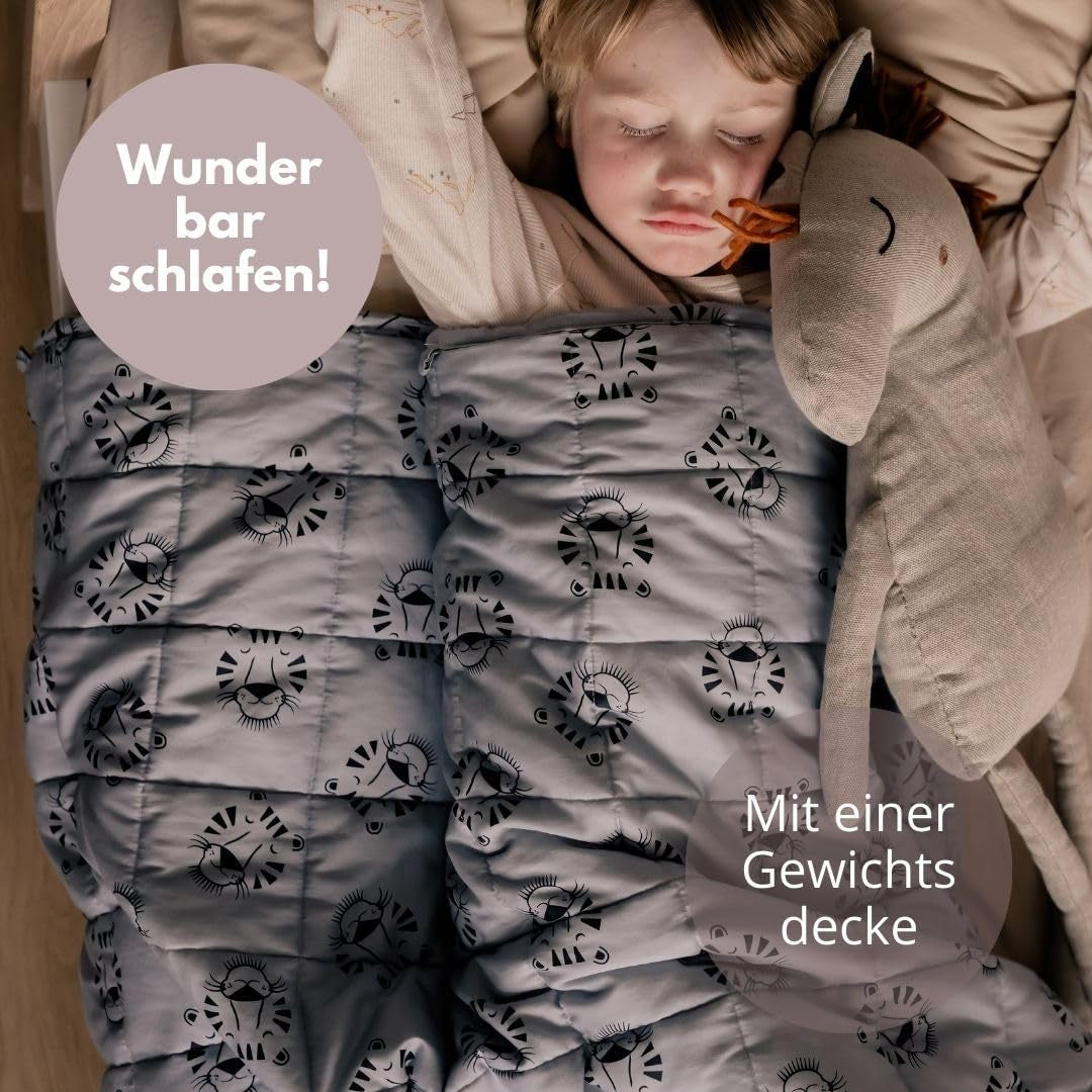 Beschwerte Babydecke | 3,5 kg | 100X150Cm | Therapiedecke | Gewichtsdecken | Schwere Decke (blaues Tigergesicht, 3,5 kg – 100 x 150 cm) BLENKZ Betten und Decken.