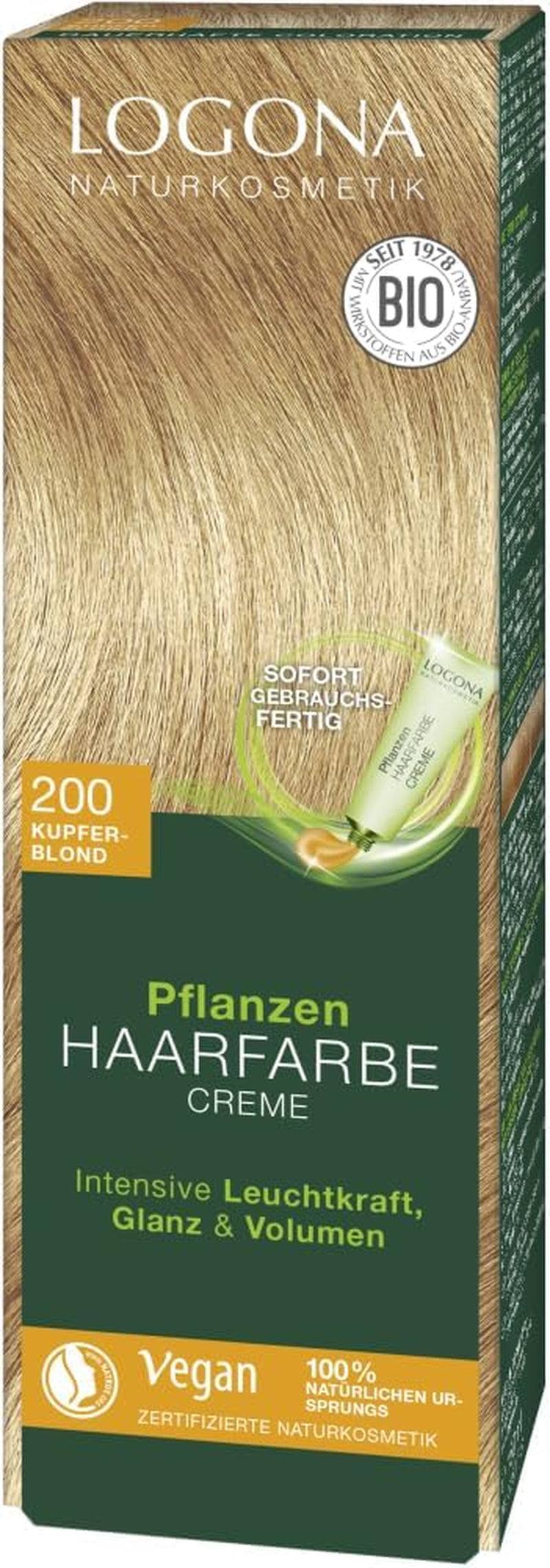 LOGONA Naturkosmetik Pflanzenhaarfarbe Creme 240 Nougatbraun, Naturfarbe für braunes Haar mit Henna, Färbecreme für Brauntöne, Coloration für dunkles Haar, 150ml Haarfarbe Naty Shop Hellbraun