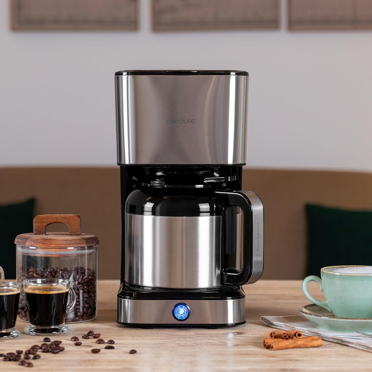 Cecotec Coffee 66 Drop & Thermo Filterkaffeemaschine, 950 W, 1,2 l, 10 Tassen, ExtremeAroma-Technologie, Anti-Tropf-Funktion, Wasserstandsanzeige, wiederverwendbarer Hauptfilter, Überhitzungsschutz