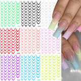 9 Farben französische Nagelaufkleber, französische Nagelaufkleber, selbstklebende Nagelfolie, französische Nägel, Farbverlaufsaufkleber, französische Nagelaufkleber, Nagelkunst, Nageldesign-Aufkleber, Nagelzubehör