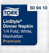 Tork Linstyle weiße Tischservietten, 1/4 Falz, 19,5 × 19,5 cm, 14 x 50 Servietten, 509410